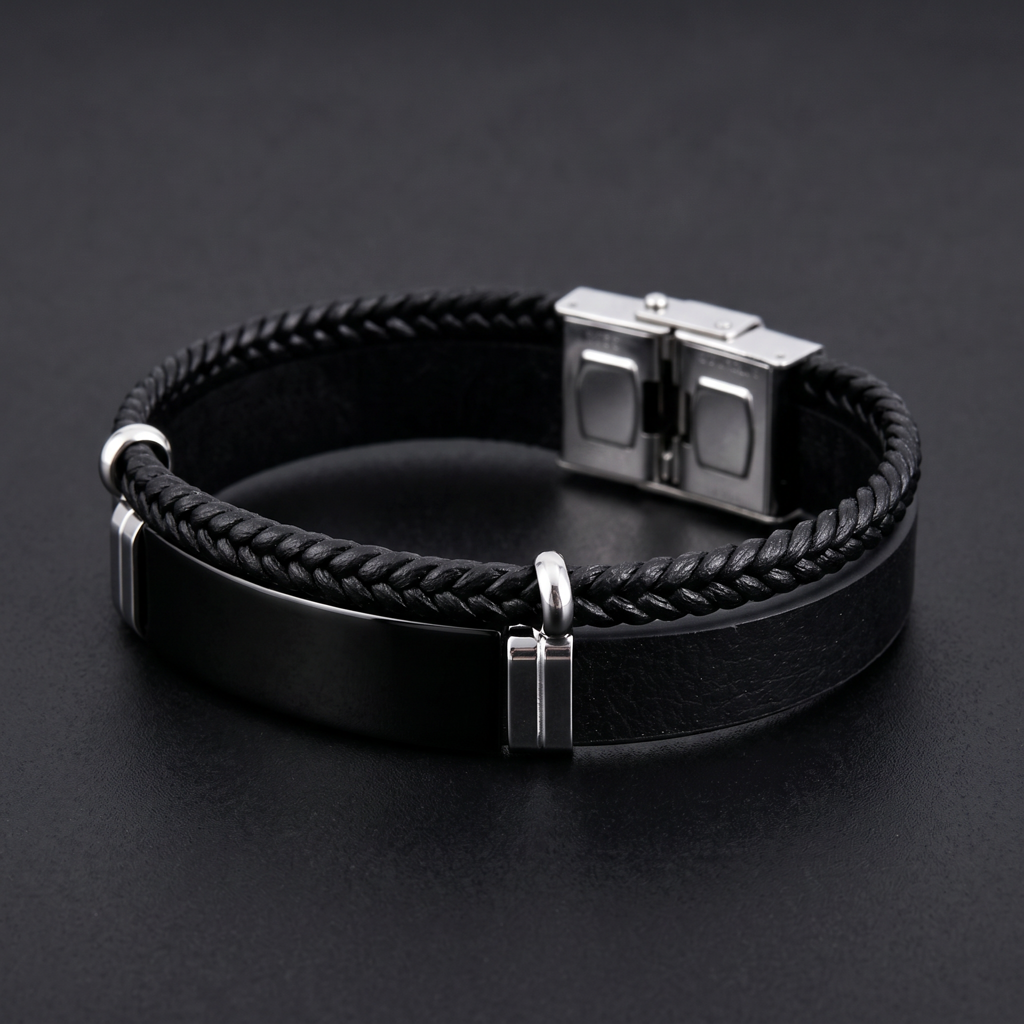 NVK-226 — herenarmband van RVS 316L · zwart