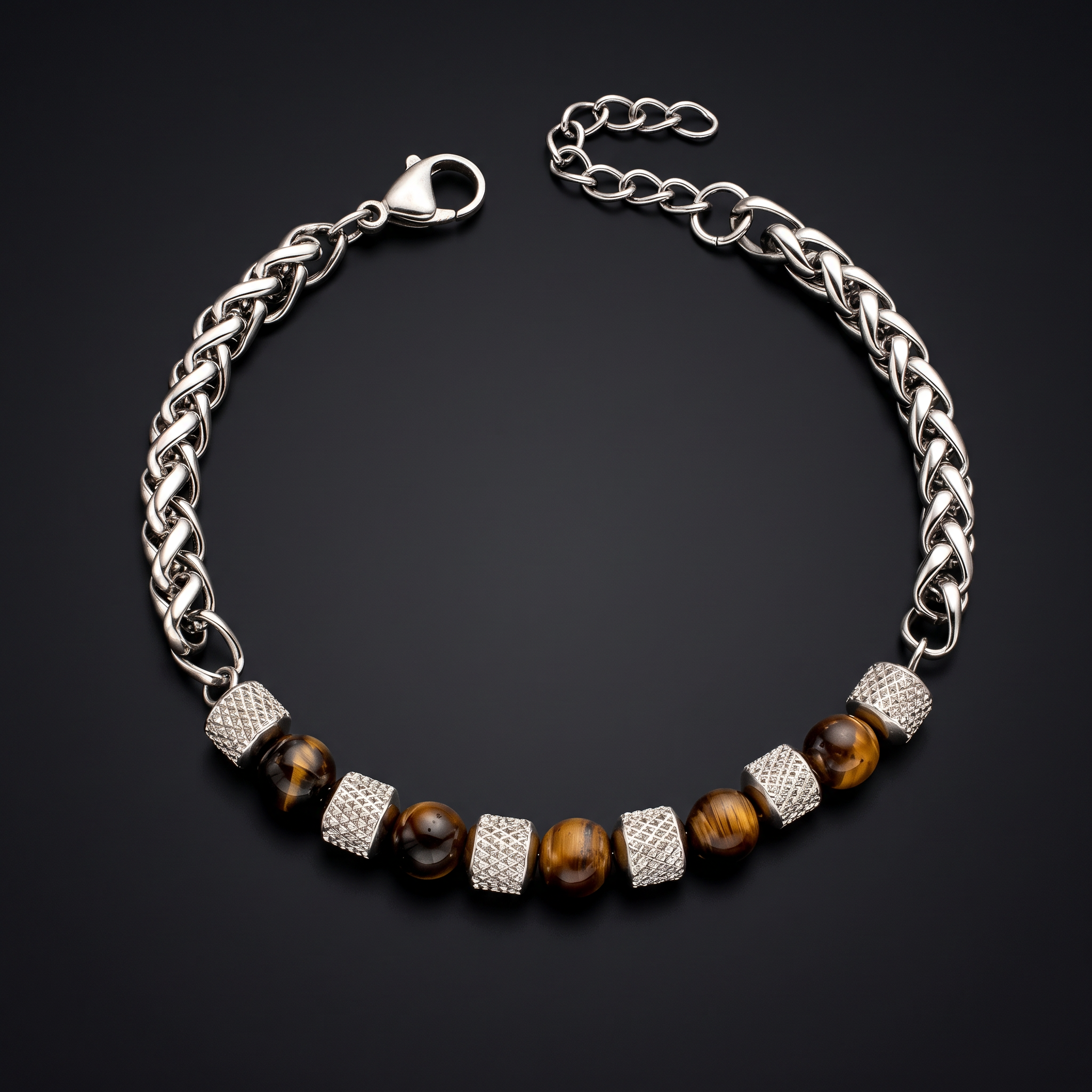 NVK-290 — herenarmband van RVS 316L · Tiger's Eye